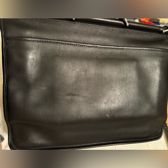 Vintage Coach black briefcase, shoulder strap, silver tone hardware in GUC - Picture 5 of 16